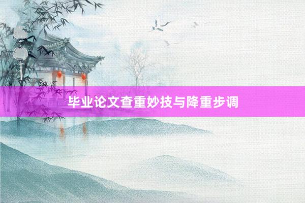 毕业论文查重妙技与降重步调